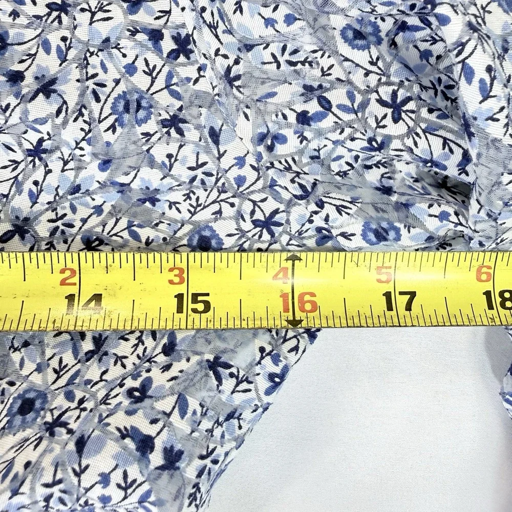 Maje $415 Blue Belted Baby Doll Dress Sheer Floral Slip Set Size 34 (US XS) EUC